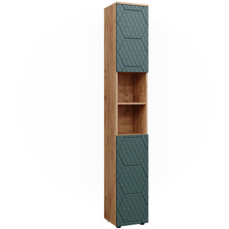 Armario de baño Irma, Roble dorado, 30 x 192 cm, Vicco