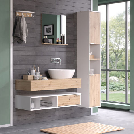 Espejo de baño Henri, Blanco, 50 x 51.6 cm con estante, Vicco
