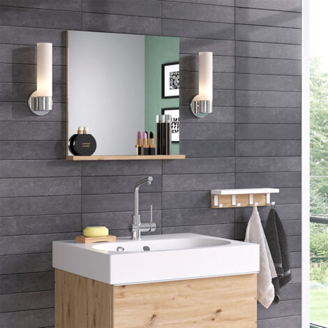 Espejo de baño Henri, Blanco, 50 x 51.6 cm con estante, Vicco