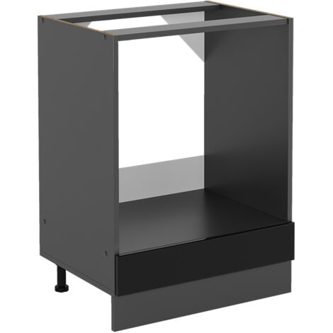 Armario para horno empotrado R-Line, Negro brillo intenso, 60 cm sin encimera, Vicco (1/4)