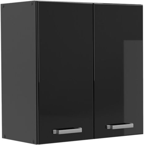 Armario colgante R-Line, Negro brillo intenso, 60 cm, Vicco