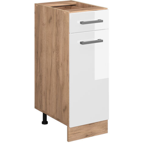 Mueble bajo de cocina R-Line, Blanco alto brillo, 30 cm sin encimera, Vicco (1/5)