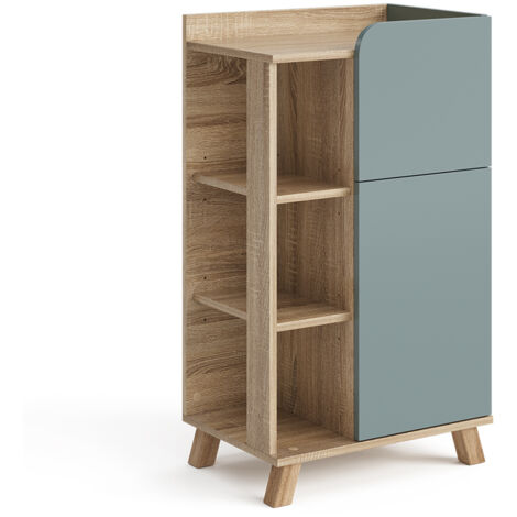 Armario mediano Karen, Gris azulado, 50 x 90 cm con puerta y cajón, Vicco