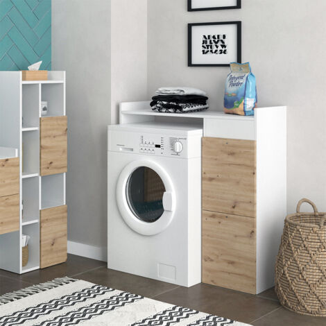 Armario para lavadora Alf, Blanco, 99 x 98 cm con 2 cajones, Vicco
