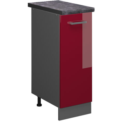 Armario de farmacia R-Line, Rojo Burdeos alto brillo, 30 cm , ET Antracita, Vicco