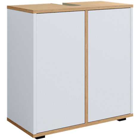 Mueble bajo lavabo Didi, Blanco/Artesano, 60 x 62 cm con 2 puertas, Vicco (1/5)