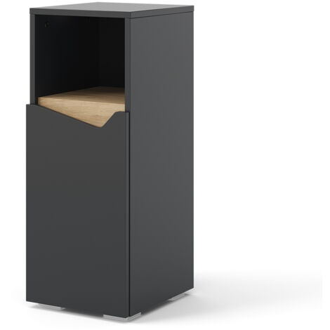 Mueble Midi Marelle, Antracita, 30 x 74.5 cm con puerta y compartimento abierto, Vicco