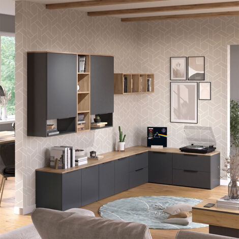 Conjunto de salón Wido, Antracita, 9 partes, Vicco