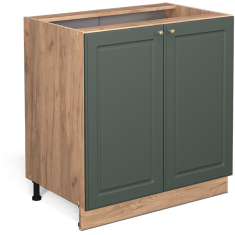 Mueble fregadero Fame-Line, Verde dorado Casa de campo, 80 cm con estante, sin encimera, Vicco