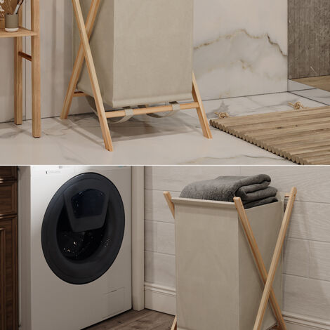 Cesto para la ropa sucia Bruno, Beige, 40 x 64 cm, Vicco