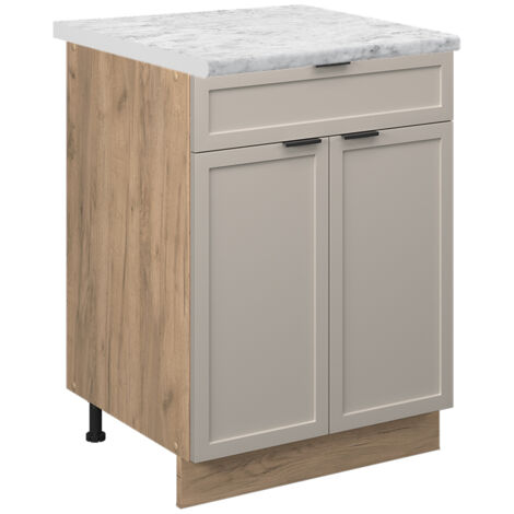 Muebles bajos  Fame-Line, GrisBeige, 60 cm con cajón, ET Mármol, Vicco (1/5)