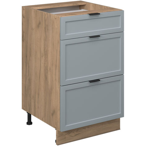Mueble bajo de cocina Fame-Line, Azul claro-gris, 50 cm sin encimera, Vicco
