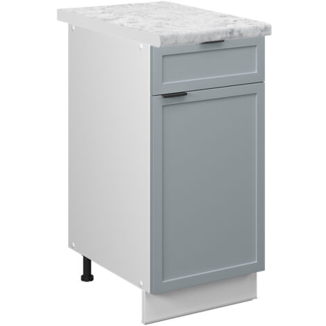 Mueble bajo de cocina Fame-Line, Azul claro-gris, 40 cm , ET Mármol, Vicco