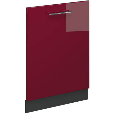 Panel frontal del lavavajillas Fame-Line, Rojo Burdeos alto brillo, 60 cm sin encimera, Vicco
