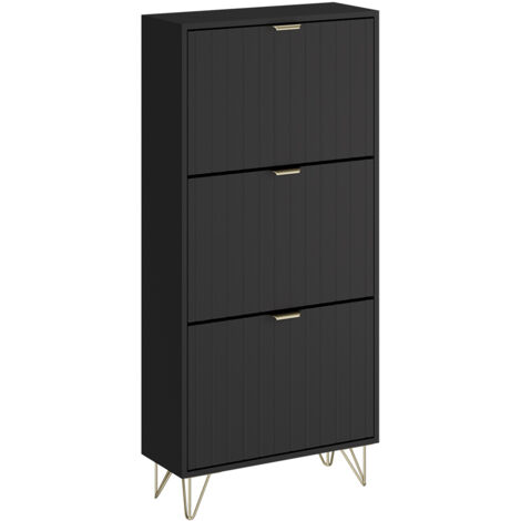 Vicco Helge Schoenenkast - 60 X 128.5 Cm 3 Compartim Zwart 3 Compartimenten 1061555155