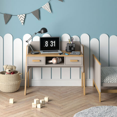 MICKE bureau, wit gelazuurd eikeneffect, 105x50 cm - België