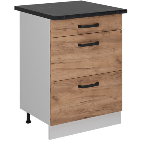 Mueble bajo de cocina R-Line, Roble dorado, 60 cm ET Antracita, Vicco