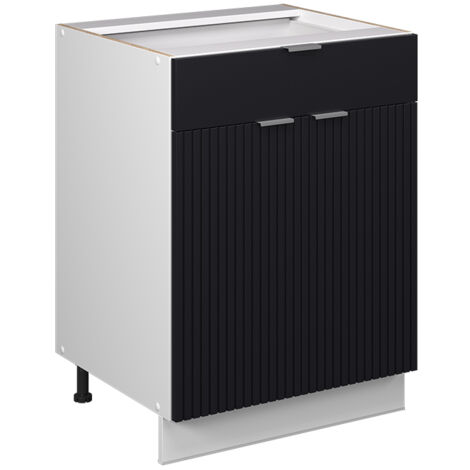 Mueble bajo de cocina Fame-Line, Rayas negras, 60 cm con cajón, sin encimera, Vicco