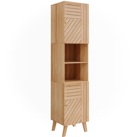 Armario de baño Lucie, Bambú, 40 x 177 cm con 2 puertas, Vicco