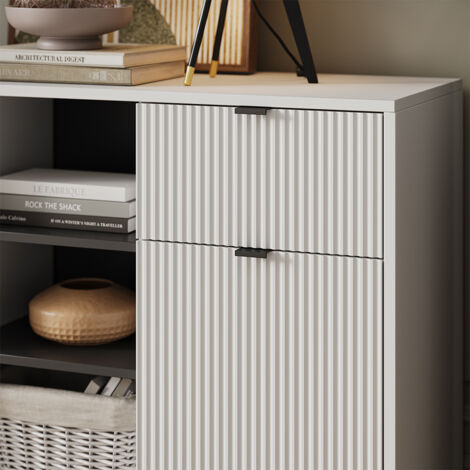 Aparador Eliza, Blanco, 120 x 81.2 cm con 2 cajones y 2 puertas, Vicco (1/5)