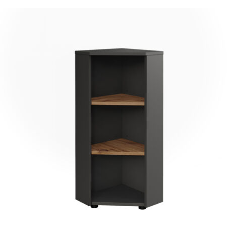 Mueble esquinero Irma, Antracita/Roble dorado, 33 x 81 cm 3 compartimentos, Vicco