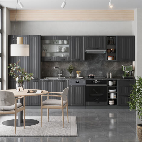 Mueble de cocina Fame-Line, Gris oscuro, 355 cm , ET Antracita, Vicco