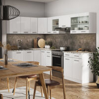 Cocina esquinera Rick, Blanco/blanco alto brillo, 267 x 167 cm , ET Mármol, Vicco