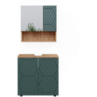 Conjunto de muebles de baño Irma, Verde, 2 partes, unidad base 60 cm, Vicco