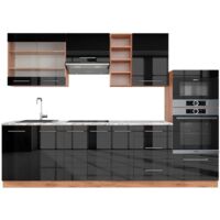 Cocina para solteros Fame-Line, Antracita-Oro/Blanco, 140 cm , ET Mármol, Vicco