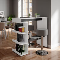 Set de mesa de bar Dana, Blanco, 108 x 50 cm con 2 taburetes de bar, Vicco
