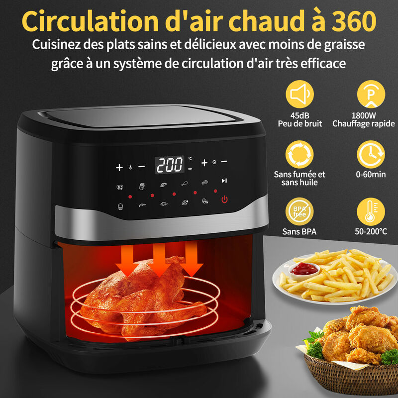 Friteuse Aigostar Hayden Pro - Friteuse à air 0% BPA. Grande capacité 4.2L,  1500W. Arrêt automatique, panier antiadhérant. Facile à nettoyer. Design  exclusif.