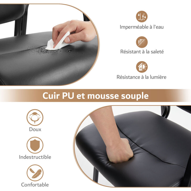 Lot De 2 Chaises De Bureau ZIK - Accoudoirs, Dossier En Tissu Respirant - Noir | Salle D’Attente & Réunion 🪑