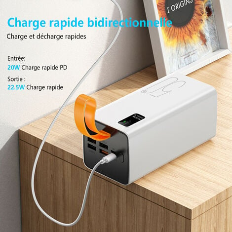 Charge Rapide Batterie Externe 50000mAh Banque de Puissance de Grande  capacité / 22.5W Chargeur Rapide/Power Bank Chargeur Téléphone Batterie  Banque