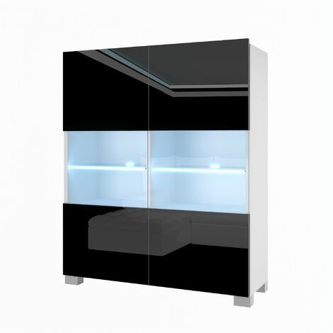 BELINI Kommode Sideboard Wohnzimmer Schlafzimmer Schrank Hochschrank mit LED-Leuchten Super-Soft-Touch-System zum sanften Schließen Aller Scharniere (Schwarz) (1/5)