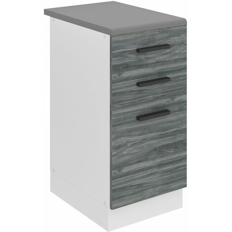 BELINI  Unterschrank Küche  Küchenunterschrank 40 cm Breite  Küchenschränke mit Arbeitsplatte  Küchenschrank mit Schubladen  Glamour Wood