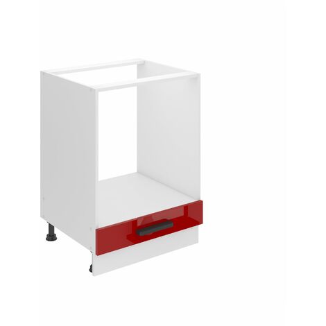 Belini Unterschrank Küche, Küchenunterschrank 60 cm Breite. SDP Küchenunterschrank ohne Arbeitsplatte. Küchenschrank ohne Tür, mit Schubladen, Rot Hochglanz