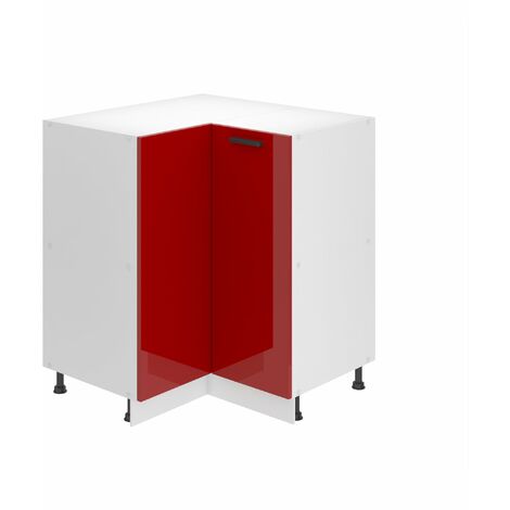 Belini Unterschrank Küche, Küchenunterschrank 90 cm Breite. SNP Küchenunterschrank ohne Arbeitsplatte. Eckschrank Küche mit 1 Tür, Rot Hochglanz