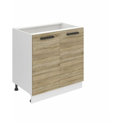 Belini Unterschrank Küche, Küchenunterschrank 80 cm Breite. SD Küchenunterschrank ohne Arbeitsplatte. Küchenschrank mit 2 Türen, Sonoma-Eiche