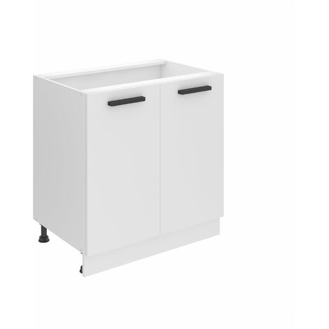 Belini Unterschrank Küche, Küchenunterschrank 80 cm Breite. SD Küchenunterschrank ohne Arbeitsplatte. Küchenschrank mit 2 Türen, Weiß matt