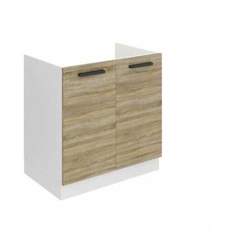 Belini Unterschrank Küche, Spülenunterschrank 80 cm Breite. SDZ Küchenunterschrank ohne Arbeitsplatte. Spülenschrank mit 2 Türen, Sonoma-Eiche