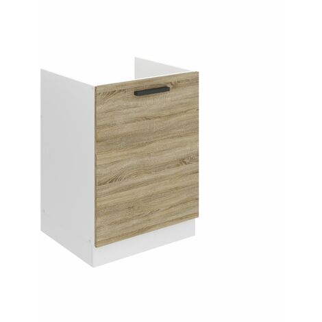 Belini Unterschrank Küche, Spülenunterschrank 60 cm Breite. SDZ Küchenunterschrank ohne Arbeitsplatte. Spülenschrank mit 1 Tür, Sonoma-Eiche