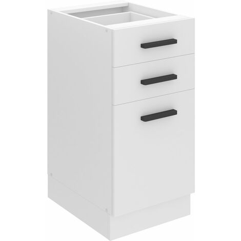 BELINI  Unterschrank Küche  Küchenunterschrank 40 cm Breite  Küchenschränke ohne Arbeitsplatte  Küchenschrank mit Schubladen  Weiß matt
