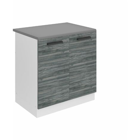 Belini Unterschrank Küche, Spülenunterschrank 80 cm Breite. SDZ Küchenunterschrank mit Arbeitsplatte. Spülenschrank mit 2 Türen, Glamour Wood