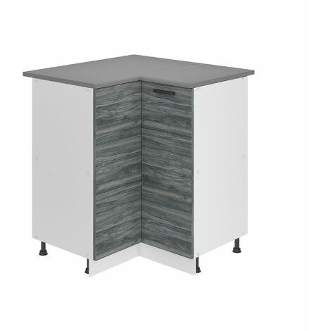 Belini Unterschrank Küche, Küchenunterschrank 90 cm Breite. SNP Küchenunterschrank mit Arbeitsplatte. Eckschrank Küche mit 1 Tür, Glamour Wood