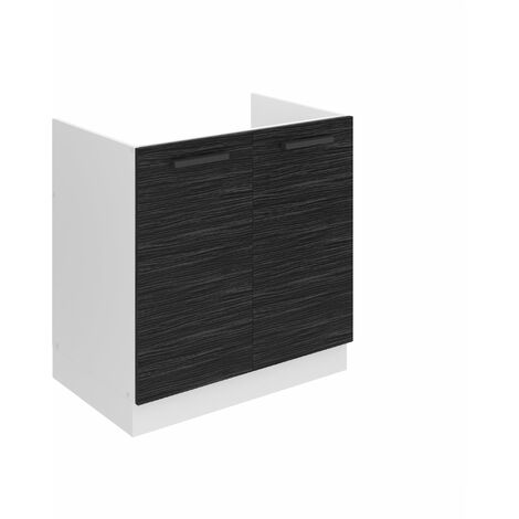Belini Unterschrank Küche, Spülenunterschrank 80 cm Breite. SDZ Küchenunterschrank ohne Arbeitsplatte. Spülenschrank mit 2 Türen, Königliches Ebenholz