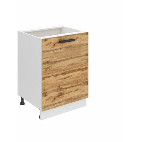 Belini Unterschrank Küche, Küchenunterschrank 60 cm Breite. SD Küchenunterschrank ohne Arbeitsplatte. Küchenschrank mit 1 Tür, Wotan-Eiche