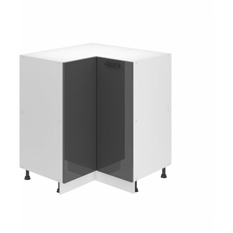 Belini Unterschrank Küche, Küchenunterschrank 90 cm Breite. SNP Küchenunterschrank ohne Arbeitsplatte. Eckschrank Küche mit 1 Tür, Silber Hochglanz