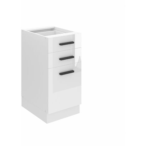 BELINI Unterschrank Küche Küchenunterschrank 40 cm Breite Küchenschränke ohne Arbeitsplatte Küchenschrank mit Schubladen Weiß Hochglanz