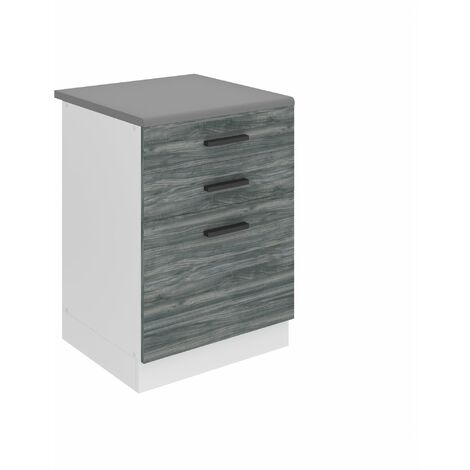 Belini Unterschrank Küche, Küchenunterschrank 60 cm Breite. SDSZ Küchenunterschrank mit Arbeitsplatte. Küchenschrank mit Schubladen, Glamour Wood