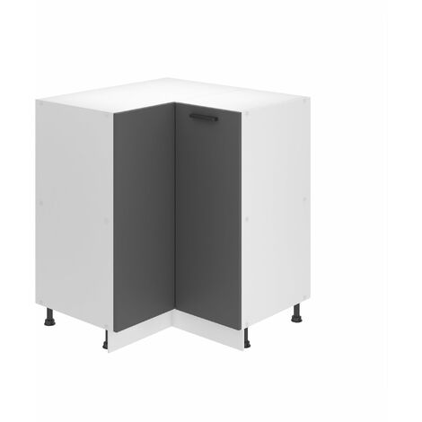 Belini Unterschrank Küche, Küchenunterschrank 90 cm Breite. SNP Küchenunterschrank ohne Arbeitsplatte. Eckschrank Küche mit 1 Tür, Silber matt